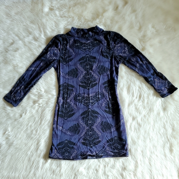 Free People Cute and Cozy Mock Neck Geo Print Bodycon Dress Size XS - Picture 3 of 11